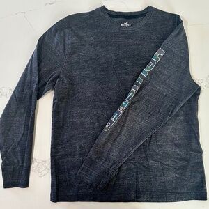 Hollister Men’s XL Long Sleeve Shirt Blue Graphic Logo Top